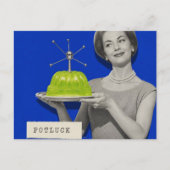 Potluck-Frau Retro-Surreal-Collage Postkarte (Vorderseite)