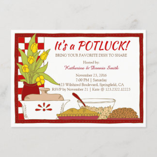 Potluck Party Dinner oder Mittagessen Geburtstag Einladung