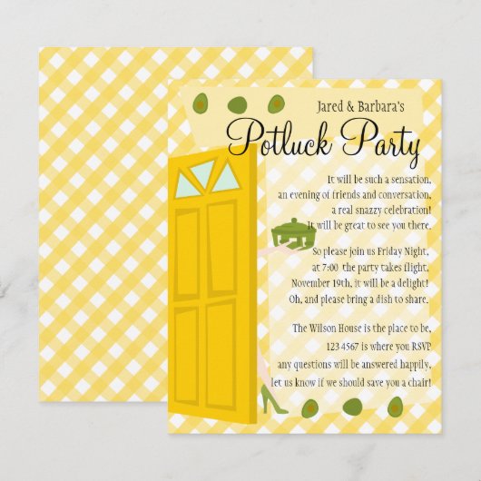 Potluck Party Einladung (Vorne/Hinten)