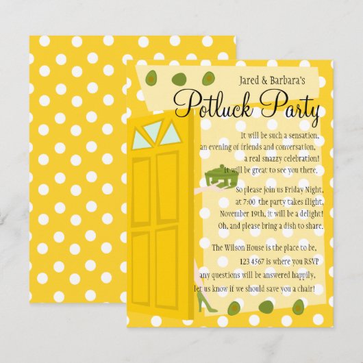 Potluck Party Einladung (Vorne/Hinten)