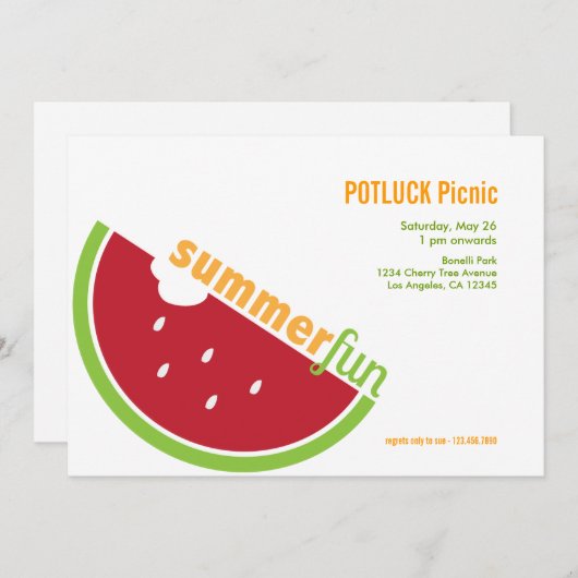 Potluck Summer Picnic Party Einladung (Vorne/Hinten)