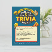 Potluck Trivia Night Party trifft sich Einladung (Stehend Vorderseite)