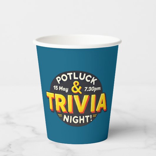 Potluck Trivia Night Party trifft sich Pappbecher (Vorderseite)