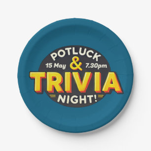 Potluck Trivia Night Party trifft sich Pappteller