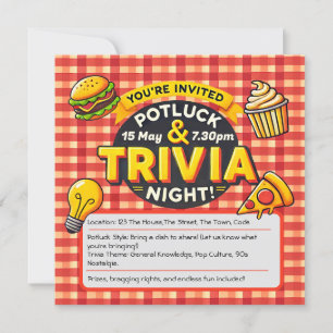 Potluck und Trivia Nacht laden zum Glück des Potts Einladung