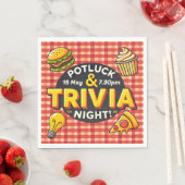 Potluck und Trivia Nacht laden zum Glück des Potts Serviette (Beispiel)