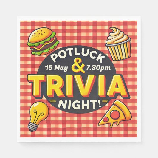 Potluck und Trivia Nacht laden zum Glück des Potts Serviette (Vorderseite)