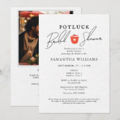 Potluck White Bridal Shower Einladung (Vorne/Hinten)