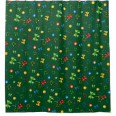 Potpourri von Weihnachtselementen auf GRÜNEN Duschvorhang (Vorderseite)