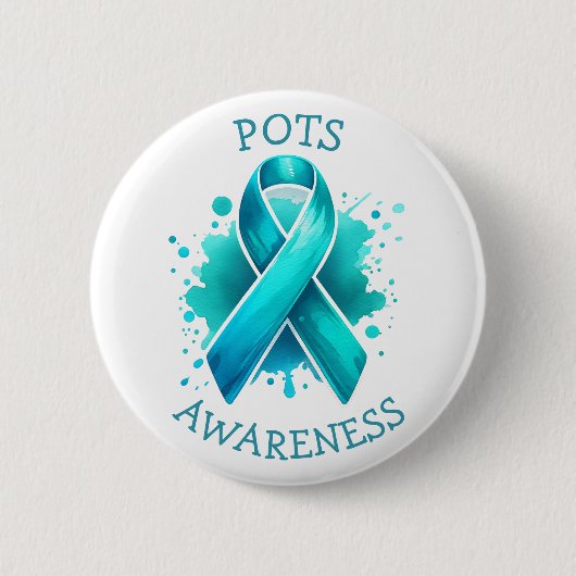 Pots Awareness Türkise Awareness Ribbon Button (Vorderseite)