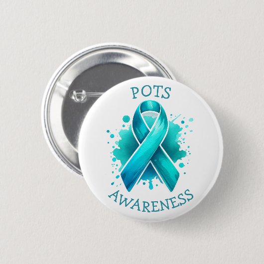 Pots Awareness Türkise Awareness Ribbon Button (Vorne & Hinten)