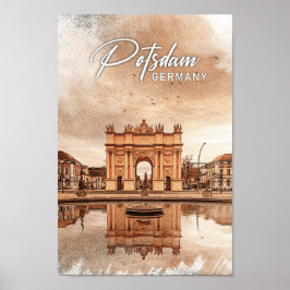 Potsdam Deutschland Color Pencil Travel Poster