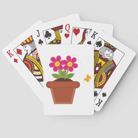 Potted Blume and Butterfly Playing Cards Spielkarten (Rückseite)