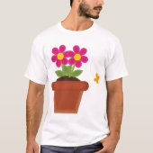 Potted Blume and Butterfly T - Shirt (Vorderseite)