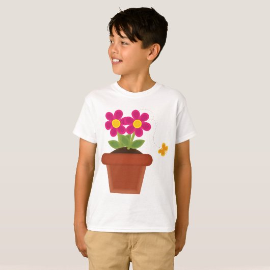 Potted Blume and Butterfly T - Shirt (Vorne ganz)