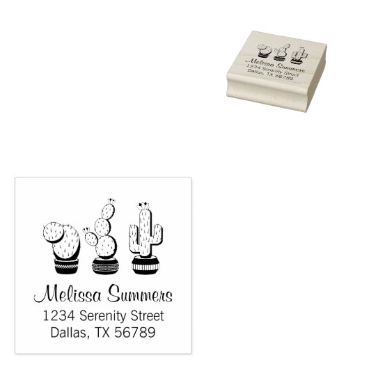 Potted Cacti - Cactus Pflanze Adresse Gummistempel (Stempel)