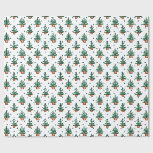 Potted Christmas Tree Farmhouse Holiday Pattern Geschenkpapier (Flach)