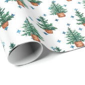 Potted Christmas Tree Farmhouse Holiday Pattern Geschenkpapier (Rolleneckpunkt)