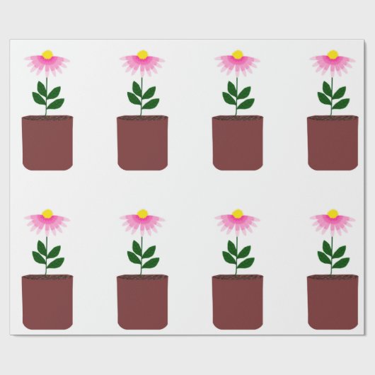 Potted Daisy Wrapping Paper Geschenkpapier (Flach)