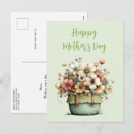 Potted Flowers Cozy Shabby Cute Mother's Day Feiertagspostkarte