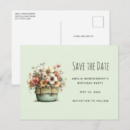 Potted Flowers Cozy Shabby Style Cute Ankündigungspostkarte