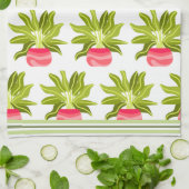 Potted Greenery Streifen Trim Küchenhandtücher Geschirrtuch (Gefaltet)
