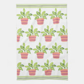 Potted Greenery Streifen Trim Küchenhandtücher Geschirrtuch (Vertikal)