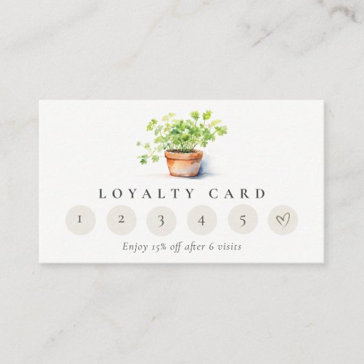 Potted Herb Parsley Coriander 6 Punch Loyalität Visitenkarte (Vorderseite)