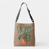 Potted Monstera Pflanze Crossbody Pflanze Tragetaschen Mit Langen Trägern (Rückseite)
