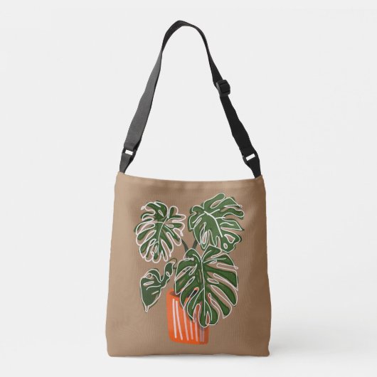 Potted Monstera Pflanze Crossbody Pflanze Tragetaschen Mit Langen Trägern (Rückseite)