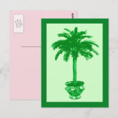 Potted Palm Tree, Emerald und Light Green Postcard Postkarte (Vorne/Hinten)