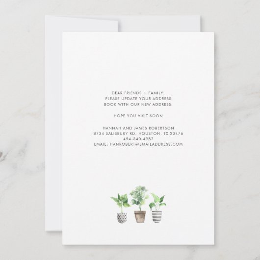 Potted Pflanze Boho Script Botanical Moving Ankündigung (Rückseite)