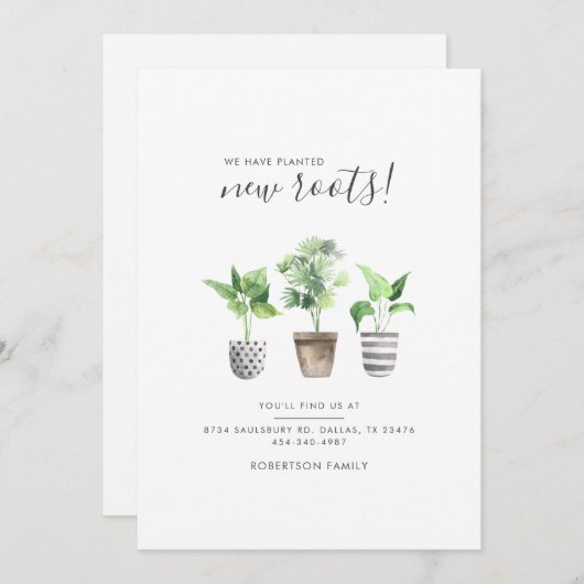 Potted Pflanze Boho Script Botanical Moving Ankündigung (Vorne/Hinten)