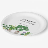 Potted Pflanze Brautparty Grüne Personalisiert Pappteller (Schrägansicht)