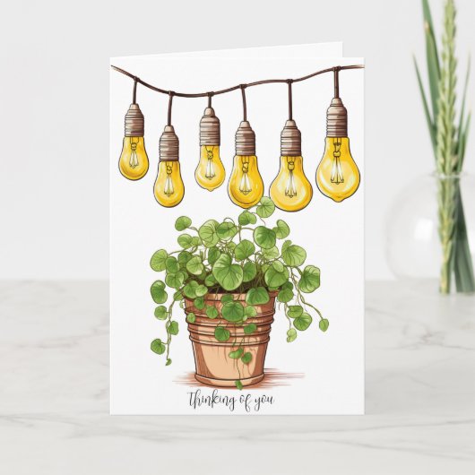 Potted Pflanze mit Garden String Lights Dankeskarte (Vorderseite)