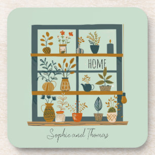 Potted Pflanze Niedliche Couple Name Zuhause Sweet Getränkeuntersetzer