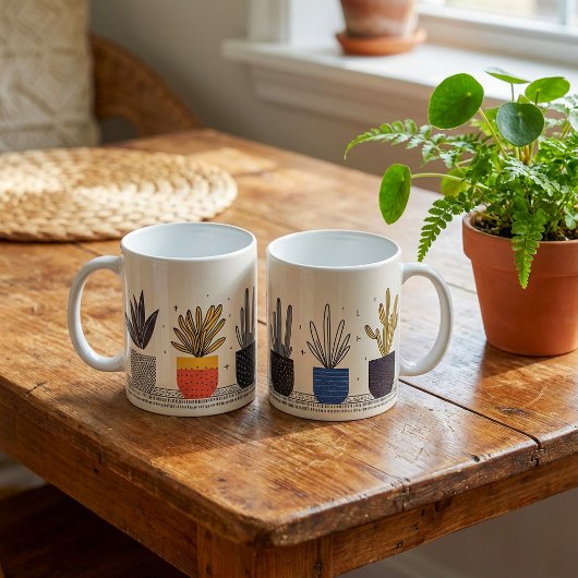 Potted Pflanze Row Spaß Botanisch Kaffeetasse