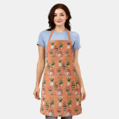 Potted Plants All Over Print Garden Themed Apron Schürze (Getragen)