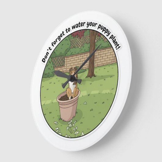 Potted Sheltie Große Wanduhr (Winkel)