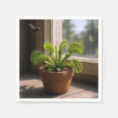 Potted Venus Flytrap Plant With Flies Serviette (Vorderseite)