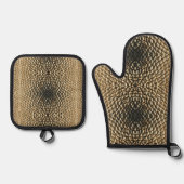 Pottenhalter-Set - Sonnenblumengeometrie Ofenhandschuh & Topflappen-Set (Vorderseite)