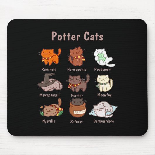 Potter Cats für Katzen Liebhaber Mousepad (Vorne)