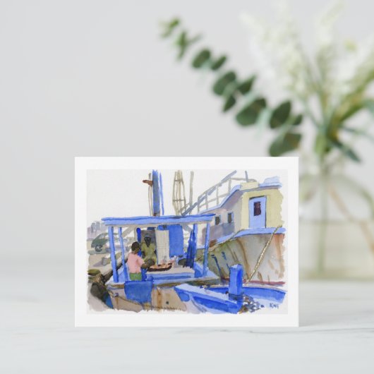 Potters Fish Boote Postkarte (Stehend Vorderseite)