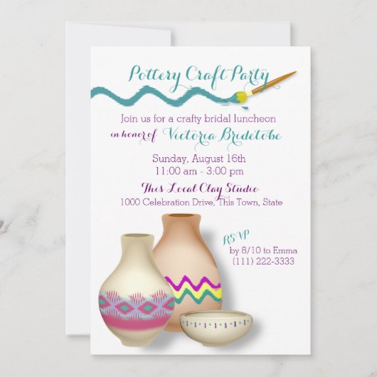 Pottery Bridal Luncheon Einladung (Vorderseite)