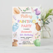 Pottery Painting Birthday Invitation Einladung (Stehend Vorderseite)