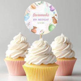 Pottery Painting Birthday Runder Aufkleber