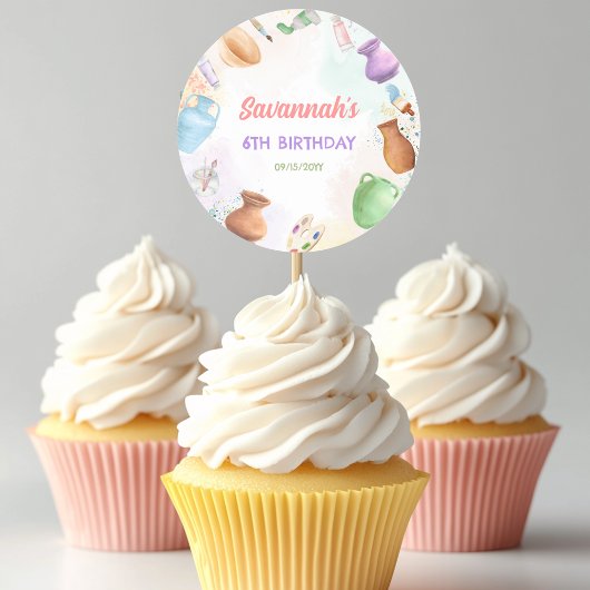 Pottery Painting Birthday Runder Aufkleber