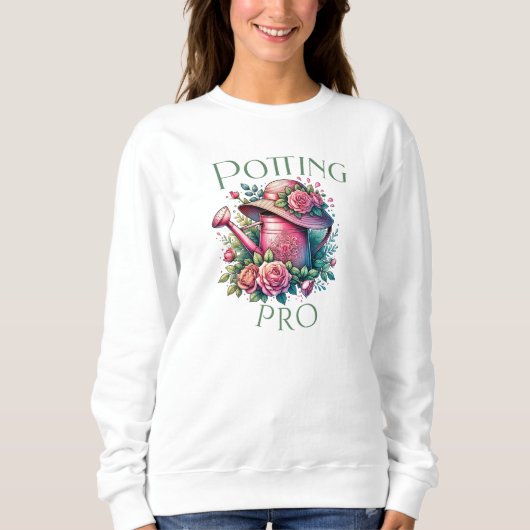 Potting Pro Pink Watering Can Garden Sweatshirt (Vorderseite)