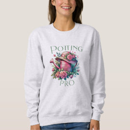Potting Pro Pink Watering kann Garten Asche Sweatshirt