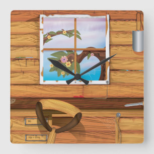 Potting Shed Quadratische Wanduhr